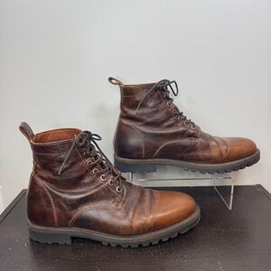 Patina Portland Leather Breaker Boots Mens Brown Leather Lug Sole Combat Sz 12